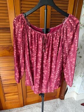 NWT BCX Pink Floral Pattern 3/4 Sleeve Blouse sz L